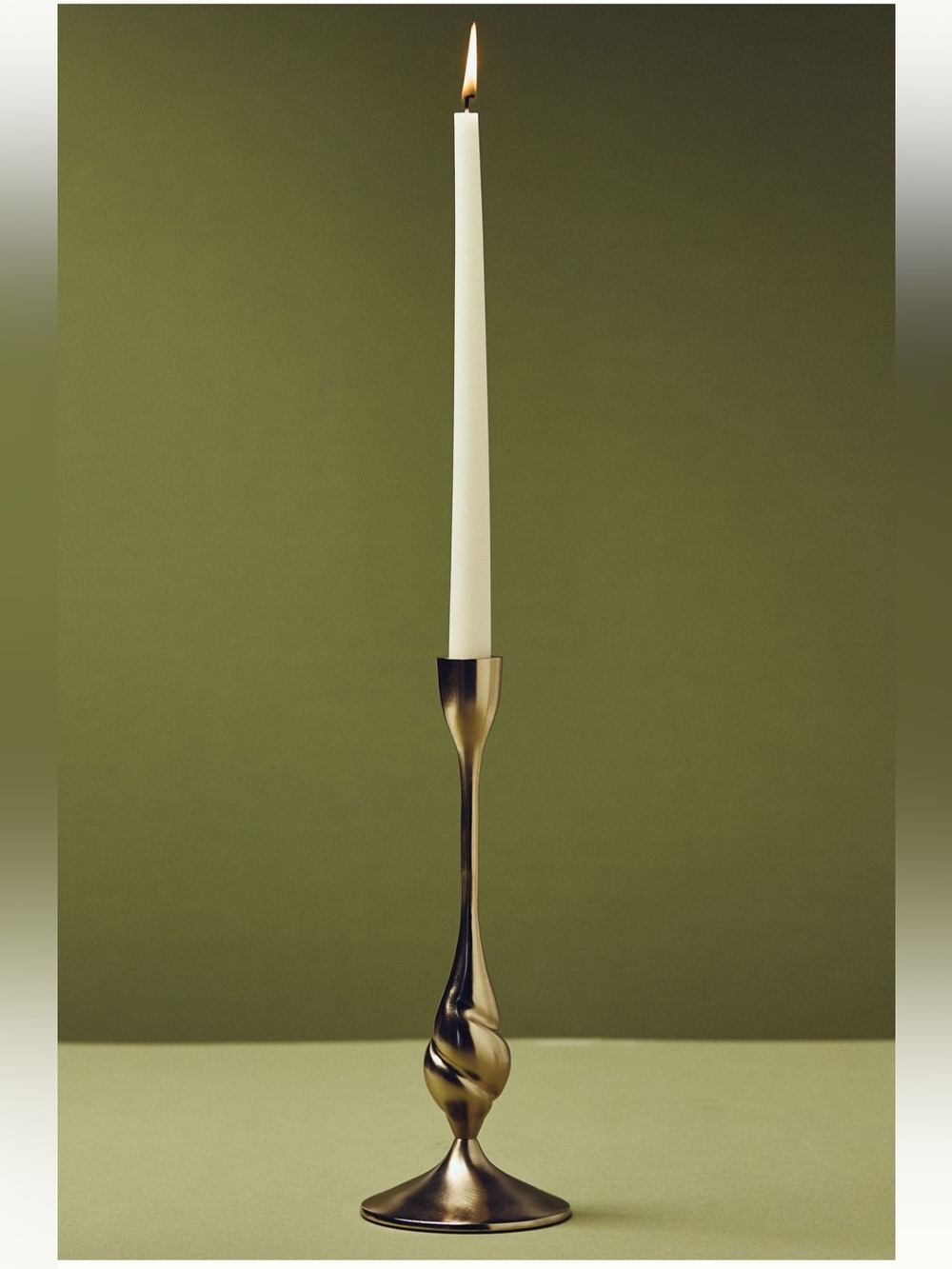 NWT Anthropologie Naya Tinted Brass Lacquer Taper Candle Holder in Gold